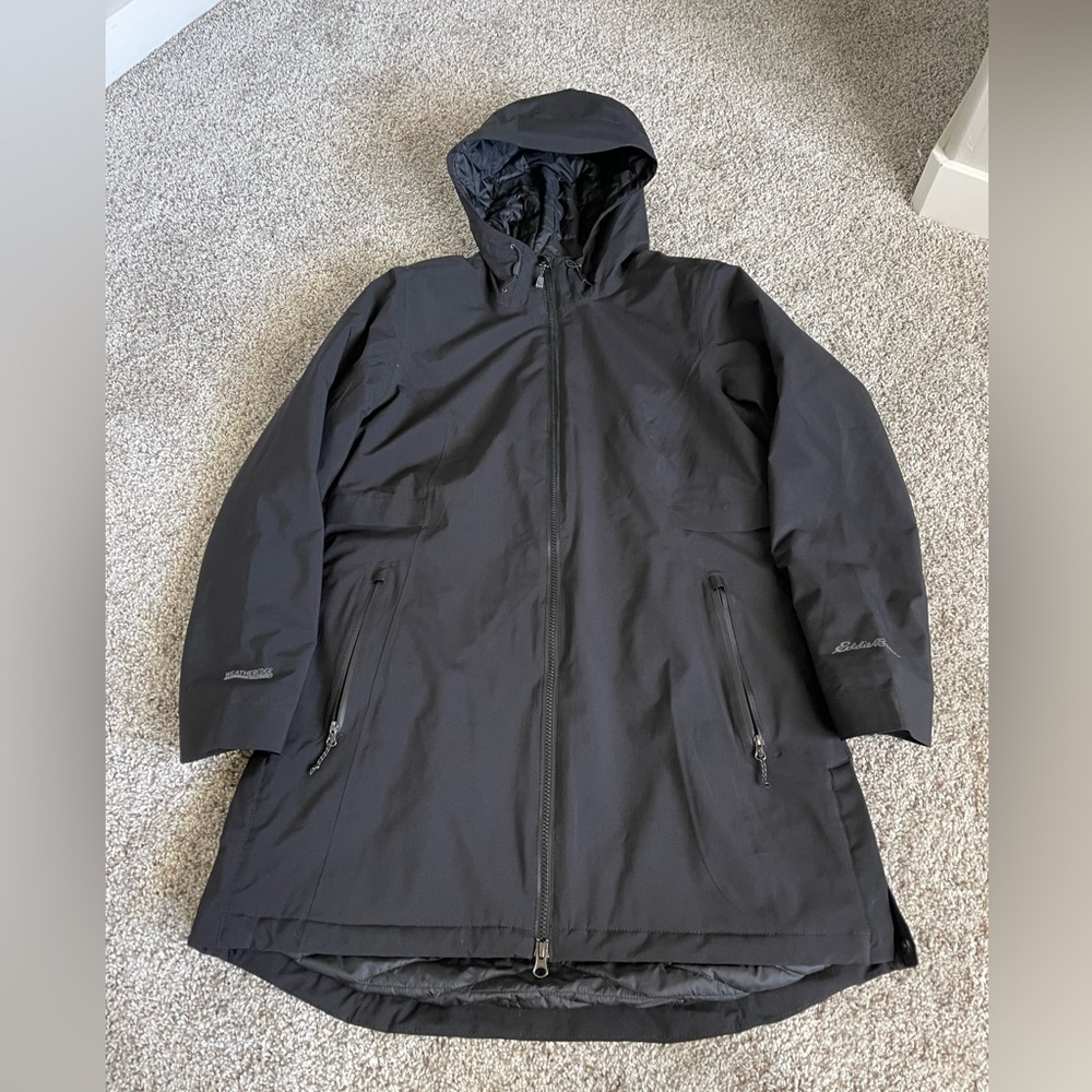Women's Eddie Bauer Cloud Cap Stretch Insulated Trench Coat (Size PM)